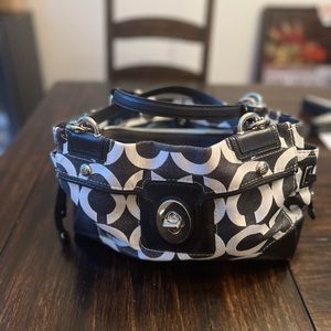 Multicolor Charcoal and White Coach purse